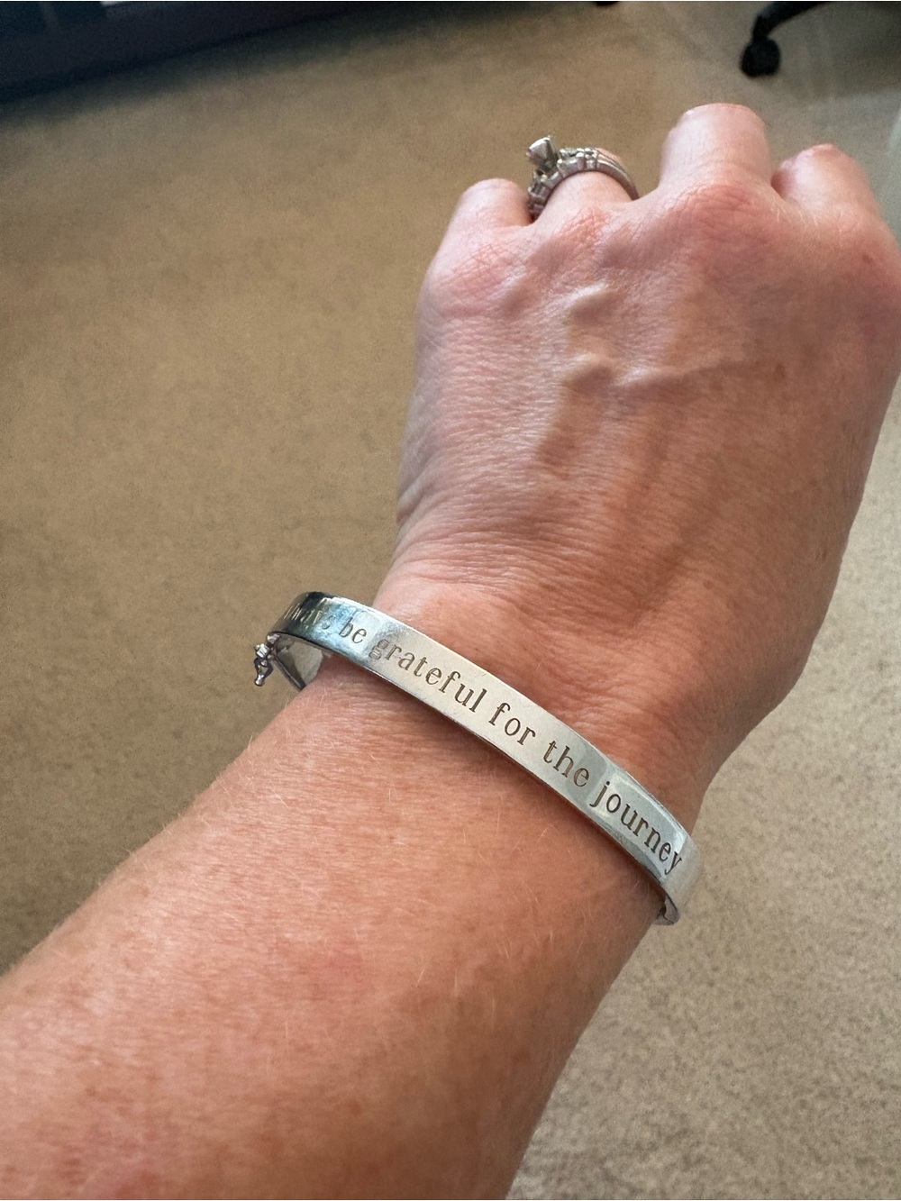 Always Be Grateful For The Journey Silver Inspirational Cuff Bracelet